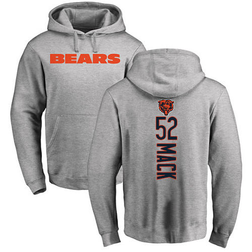 Chicago Bears Men Ash Khalil Mack Backer NFL Football #52 Pullover Hoodie Sweatshirts->youth nfl jersey->Youth Jersey